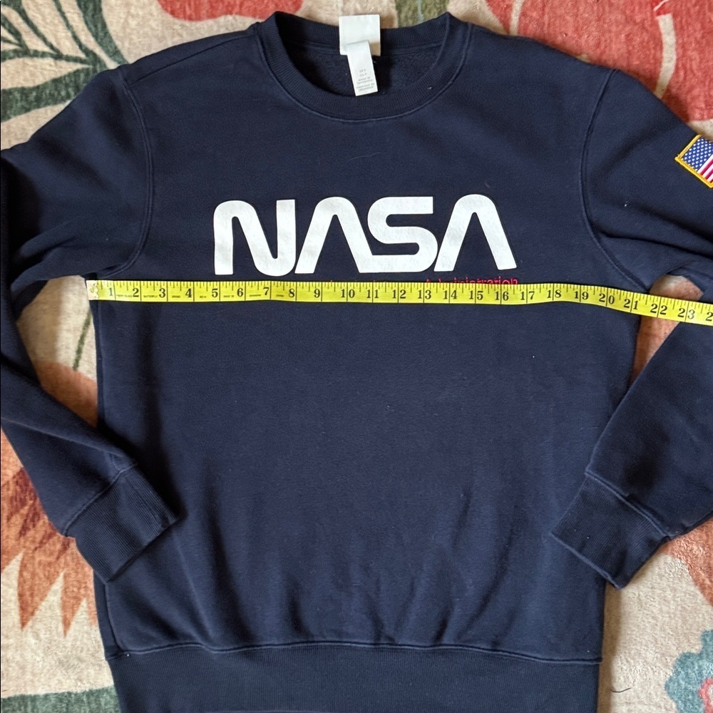 H&M Men’s Small NASA Navy Blue Crewneck Pullover Hoodie - Picture 5 of 6